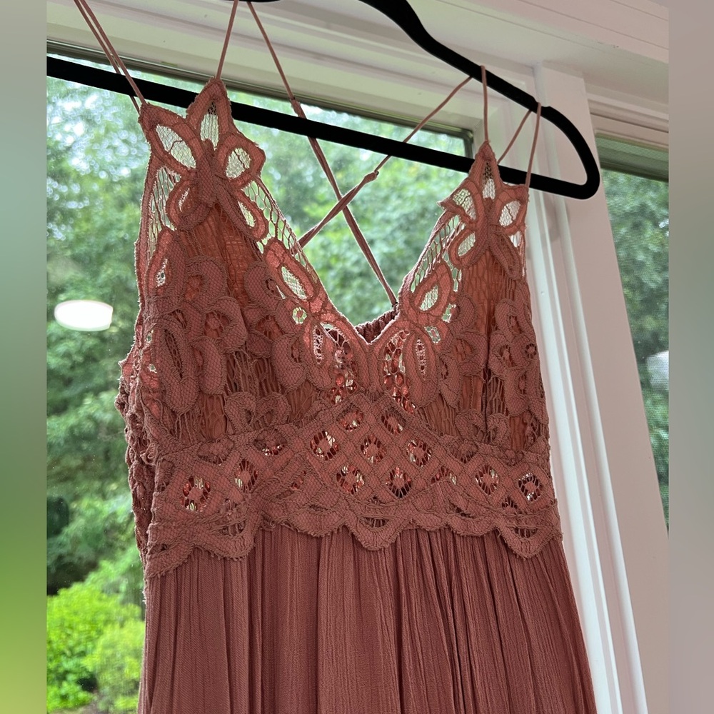 Free People Lace Maxi Dress in Mauve